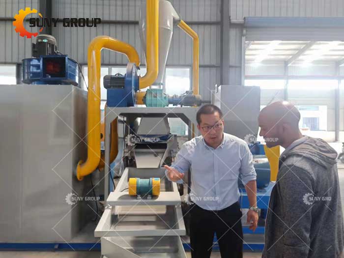 Welcome Portuguese customers to visit our factory to inspect Cable Wire Recycling Machine and other 